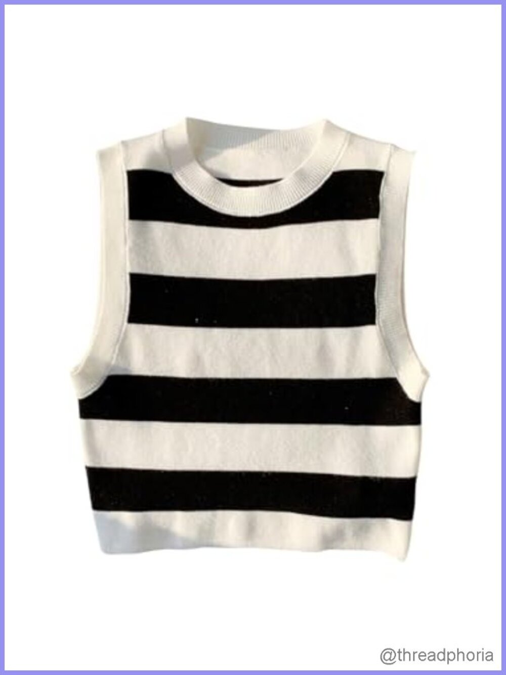 Women's Striped Knit Sweater Vest Sleeveless Pullover Crewneck